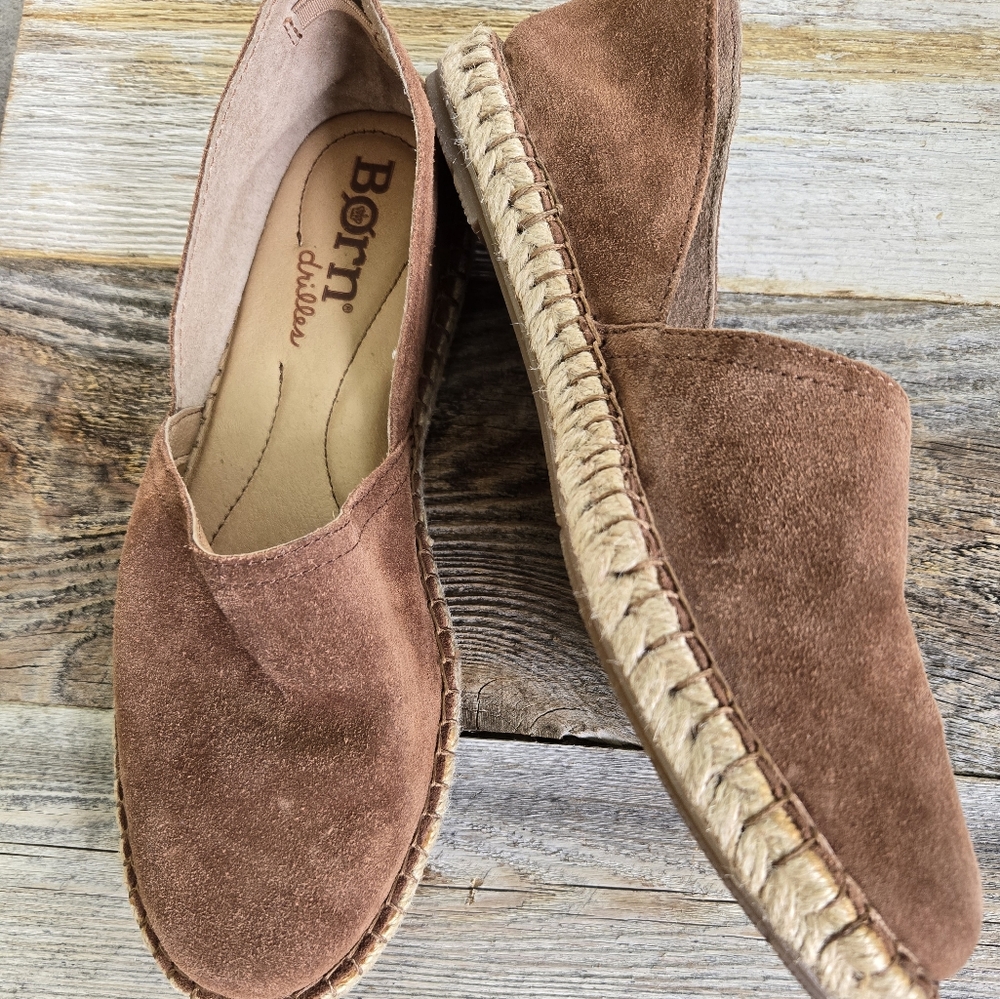 Born Tan Suede Slip-On Espadrilles